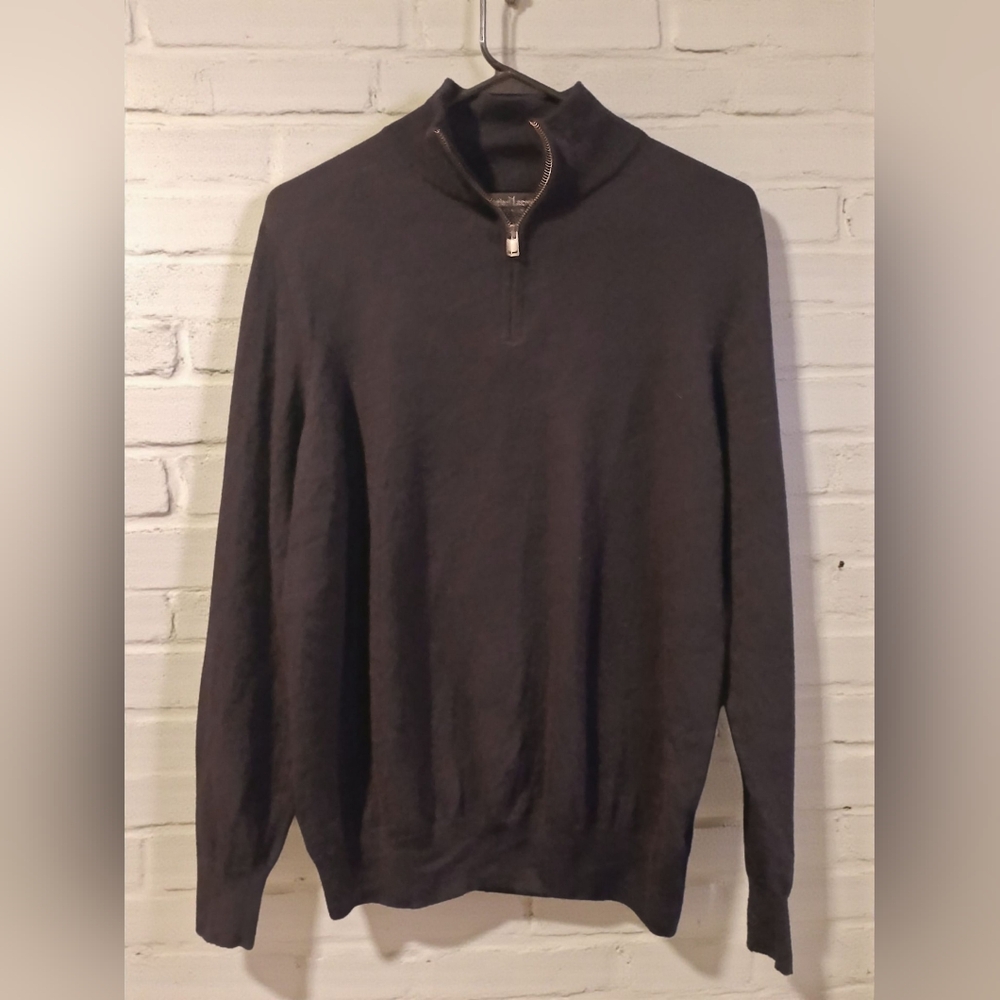 Christian Lacroix 100% Extra Fine Merino Wool Womans 1/4 Zip Sweater Old Money M